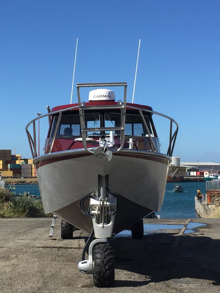 Image Boats NZ Amphibious boat on trailer front view